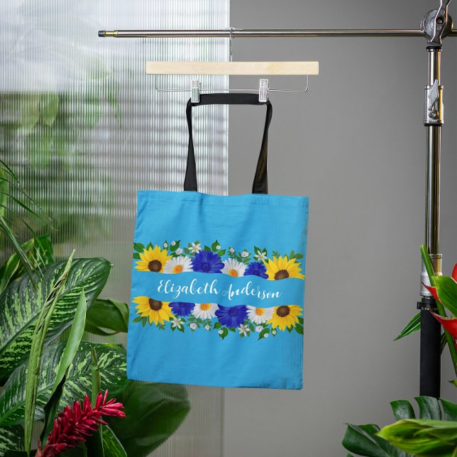 Summer Sky Blue Floral Tote Bag (Creator Uploaded)