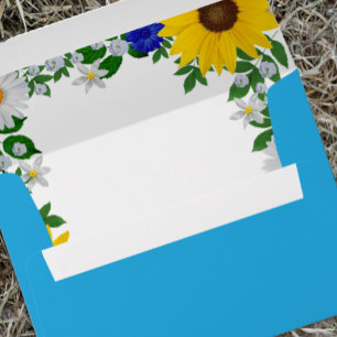 Summer Sky Blue Floral Wedding Envelope