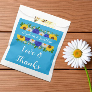 Summer Sky Blue Floral Wedding Favour Bags
