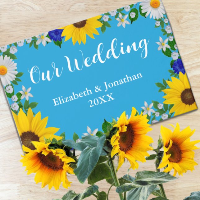 Summer Sky Blue Floral Wedding Guest Book (Creator Uploaded)