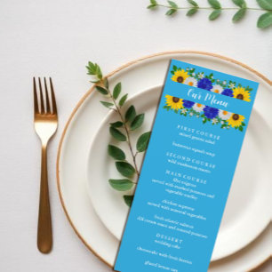 Summer Sky Blue Floral Wedding Menu