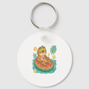 Summer Sloth Pool Float Key Ring