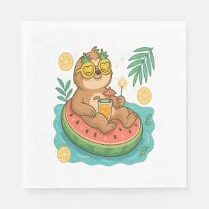 Summer Sloth Pool Float Napkin