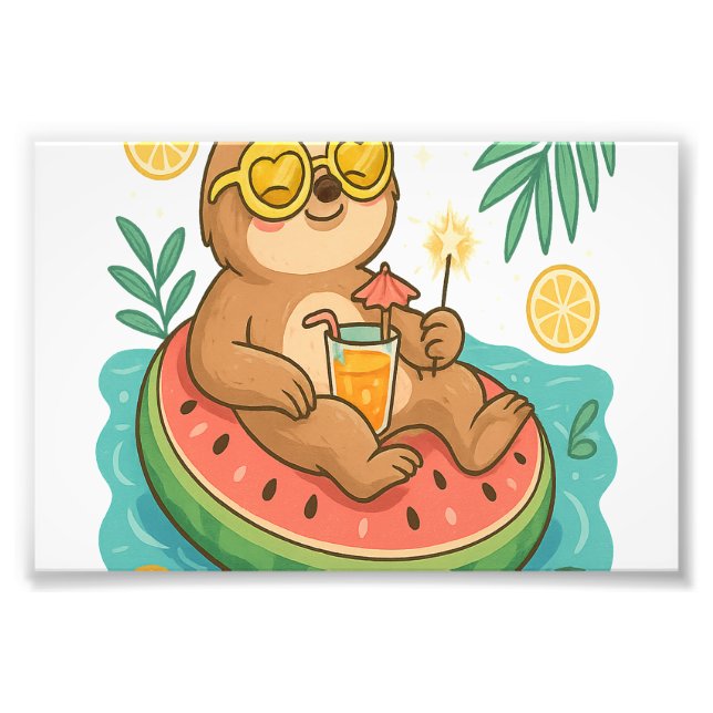 Summer Sloth Pool Float Photo Print (Front)