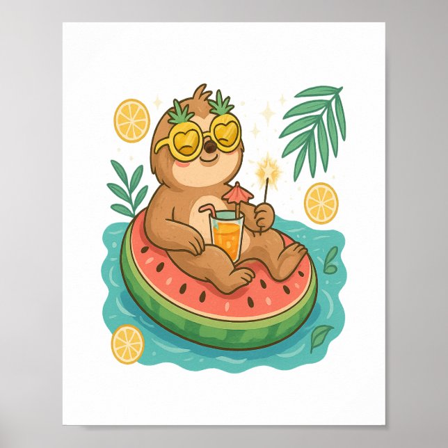 Summer Sloth Pool Float Poster (Front)