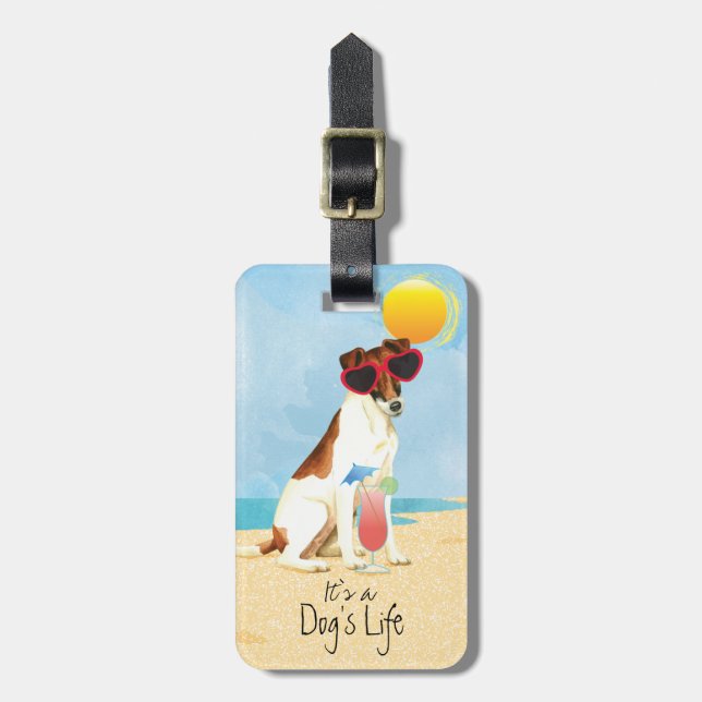 Summer Smooth Fox Terrier Luggage Tag (Front Vertical)
