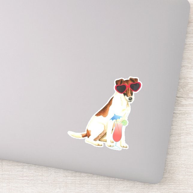 Summer Smooth Fox Terrier Vinyl Sticker (Detail)