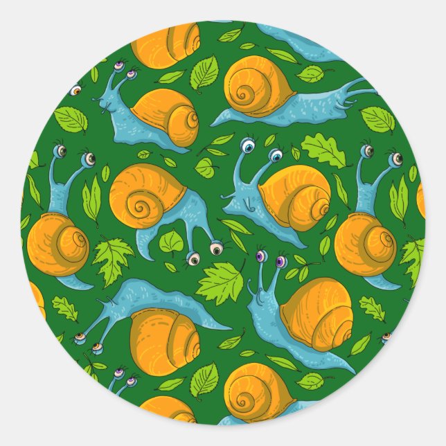 Summer snails classic round sticker (Front)