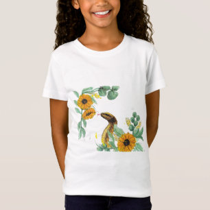 Summer Snake in Sunflowers: A Watercolor Botanical T-Shirt