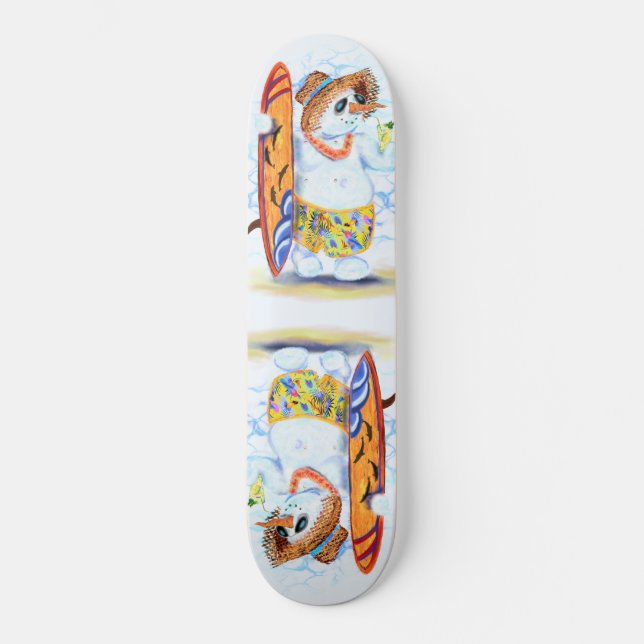 Summer Snowman Surfer Drinks Fresh Cocktail - Fun Skateboard (Front)