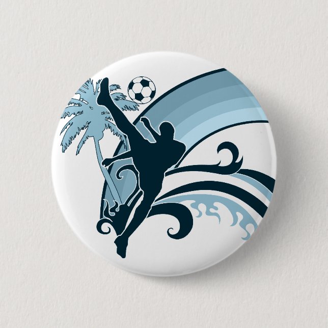 summer soccer. 6 cm round badge (Front)