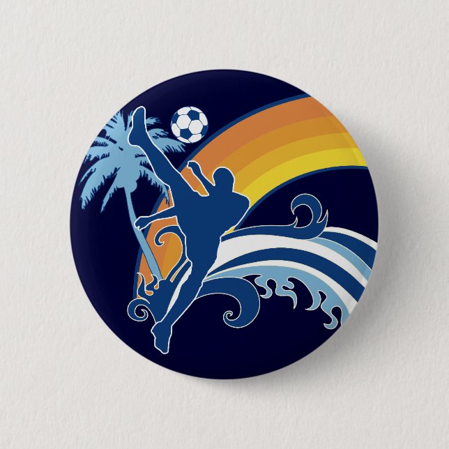 summer soccer. 6 cm round badge (Front)