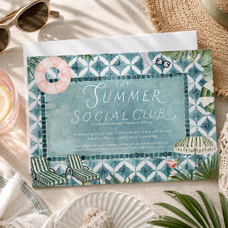 Summer Social Club Pool Party Invitation