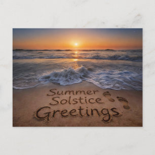 Summer Solstice Greetings Beach Writing Ocean Postcard