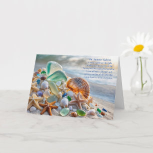 Summer Solstice Ocean Beach Seashells Sea Glass Card
