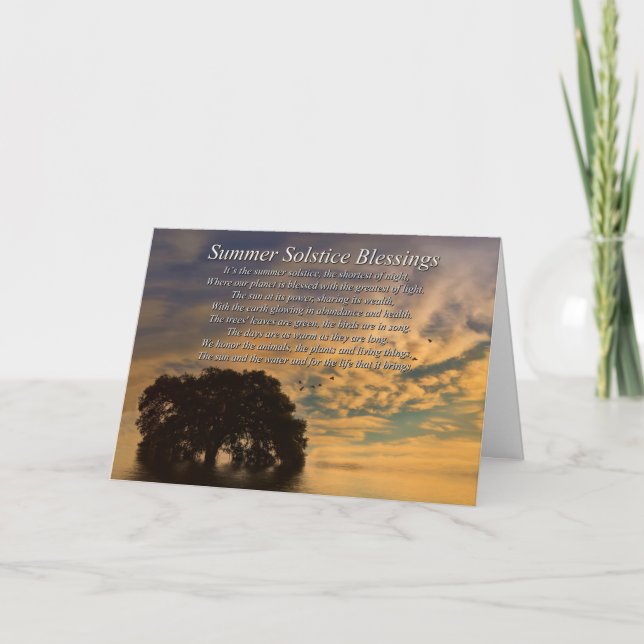 Summer Solstice With Oak Tree and Water Card (Front)