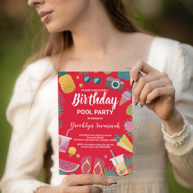 Summer Splash Birthday Pool Party Extravaganza Postcard (Creator Uploaded)