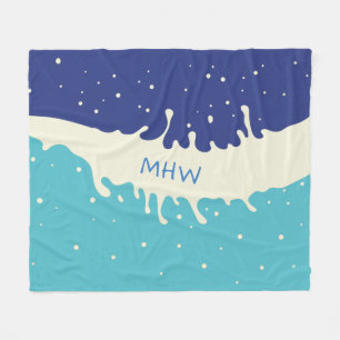 Summer Splash custom monogram fleece blanket