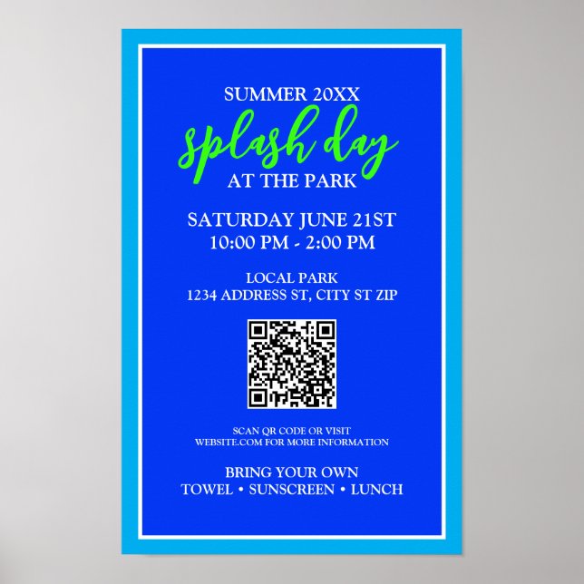 Summer Splash Day at the Park | Outdoor Event Poster (Front)