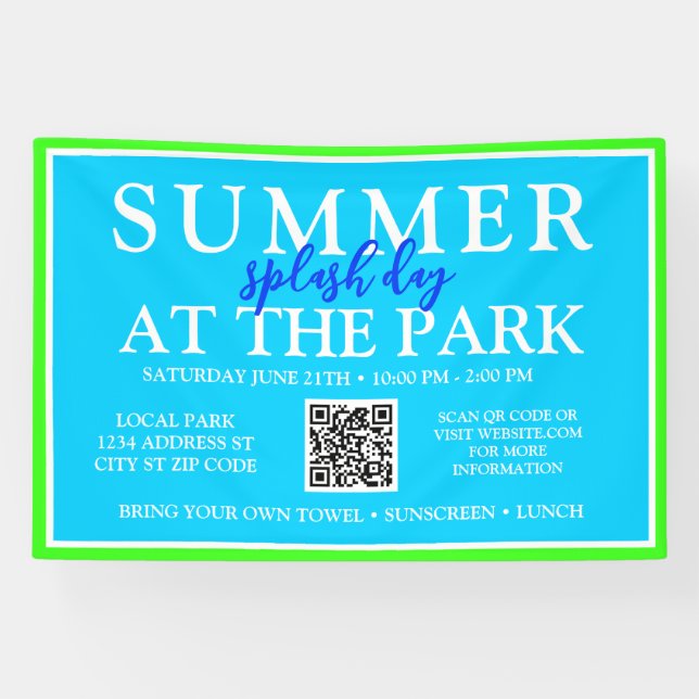 Summer Splash Day at the Park | Outdoor Event Sign (Horizontal)