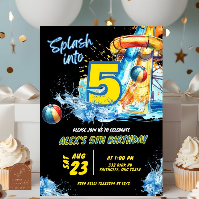 Summer Splash into Five Pool Party Invitation (Creator Uploaded)