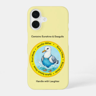 summer Splish Splash fun dressed up Seagull iPhone 16 Case