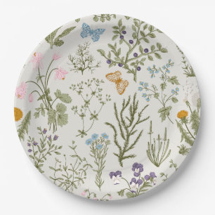 Summer Spring Floral Wildflowers and Herb Paper Plate