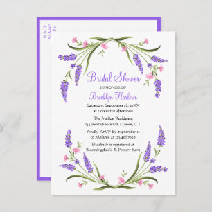 Summer Spring Pink Purple Floral Bridal Shower Invitation Postcard