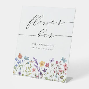 Summer Spring Wildflower Flower Bar Bridal Shower Pedestal Sign