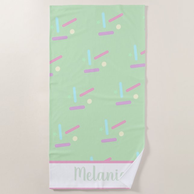 Summer Sprinkles Pastels Name Beach Towel (Front)