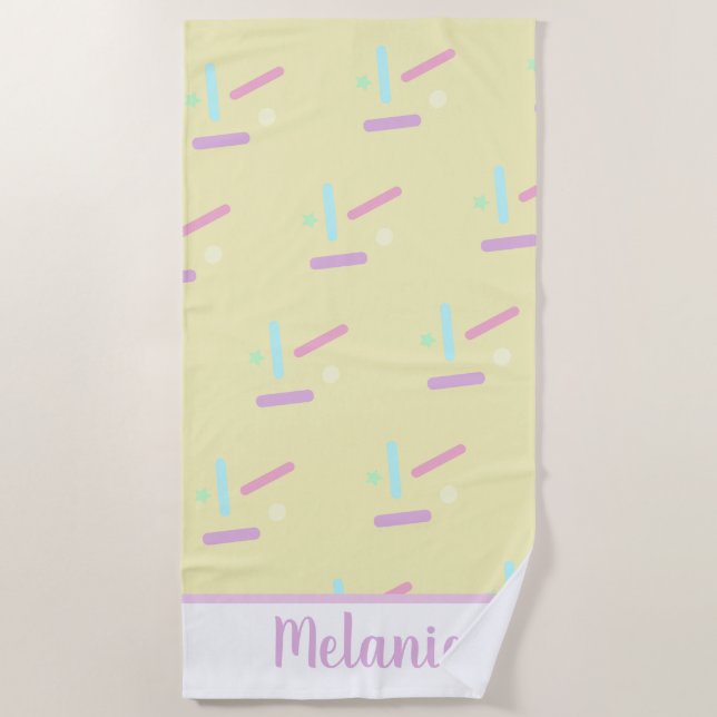 Summer Sprinkles Pastels Name Beach Towel (Front)