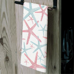Summer Starfish Elegant Beach Tea Towel<br><div class="desc">A cute and trendy watercolor beach pattern, boasting a blend of captivating pink and teal shades reminiscent of a beach house paradise. Embrace the essence of summer with this coastal-inspired design, adorned with whimsical sea stars that exude a nautical charm. Elevate the ambiance further by exploring a myriad of background...</div>