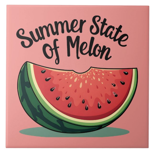 Summer State of Melon Retro Fruit Art Tile (Front)