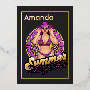 Summer State of Mind Beach Birthday Party Foil Inv