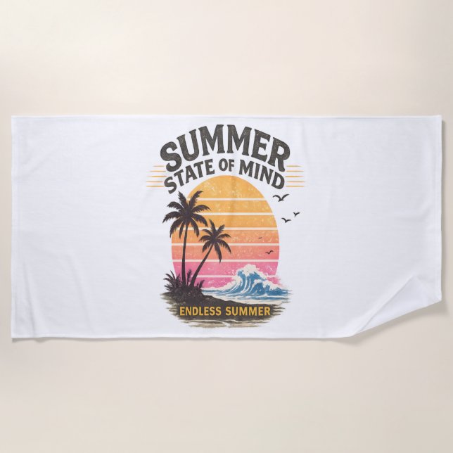 Summer State of Mind Vintage Beach Towel (Front)