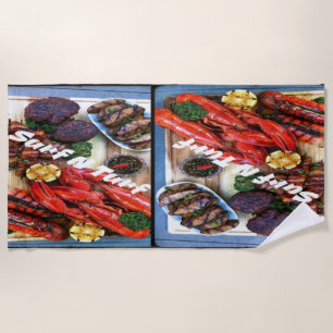 Summer Steak and Shrimp  Beach Towel