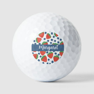 Summer Strawberries and Blueberries Fruit Pattern Golf Balls