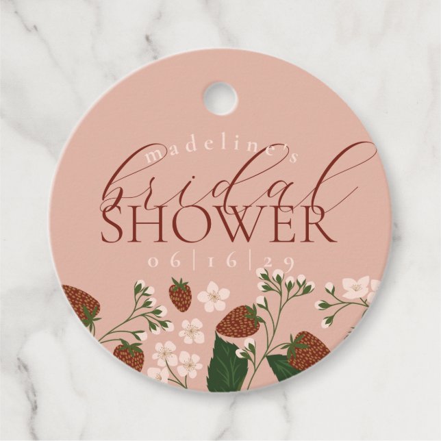 Summer Strawberries Bridal Shower Favour Tags (Front)