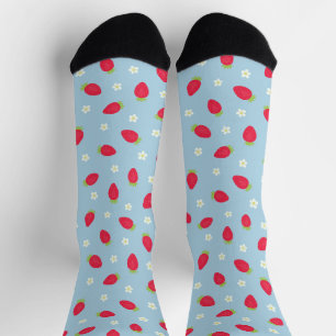 Summer Strawberries (large scale) Blue Socks