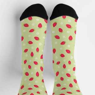 Summer Strawberries (large scale) Green Socks