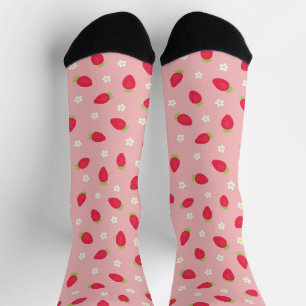 Summer Strawberries (large scale) Pink Socks