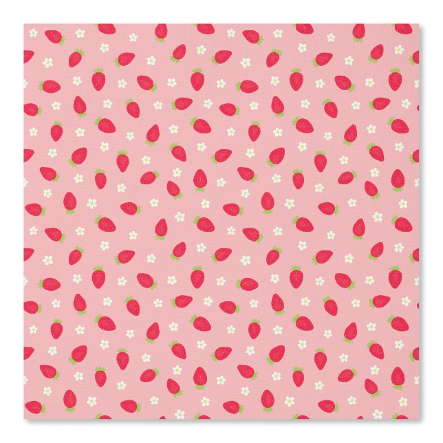 Summer Strawberries on Pink (medium scale) Wallpaper (Front)