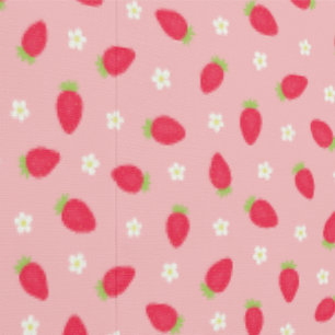Summer Strawberries on Pink (small scale) Wallpaper