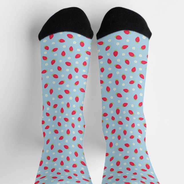 Summer Strawberries (small scale) Blue Socks (Top)