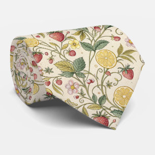Summer Strawberry and Citrus Fruit on Warm Cream Tie