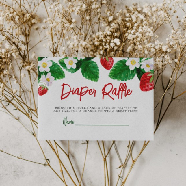Summer Strawberry Baby Shower Diaper Raffle Enclosure Card (Creator Uploaded)