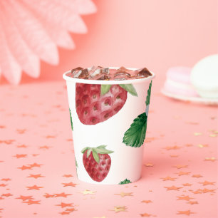 Summer Strawberry Baby Shower Game Paper Cups