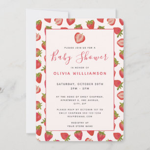 Summer Strawberry Baby Shower Invitation