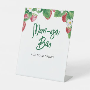 Summer Strawberry Baby Shower Mum-osa Bar Pedestal Sign