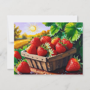 Summer Strawberry Basket All Occasion  Postcard